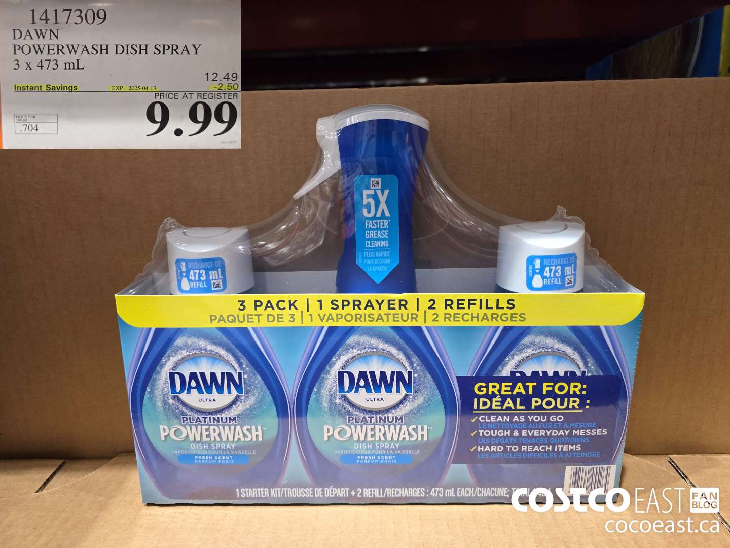1417309 DAWN POWERWASH DISH SPRAY 3 X 473 mL ($2.50 INSTANT SAVINGS EXPIRES ON 2025-04-13) $9.99