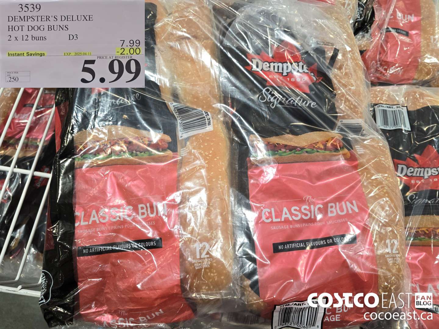 3539 DEMPSTER'S DELUXE HOT DOG BUNS 2 X 12 BUNS ($2.00 INSTANT SAVINGS EXPIRES ON 2025-04-11) $5.99