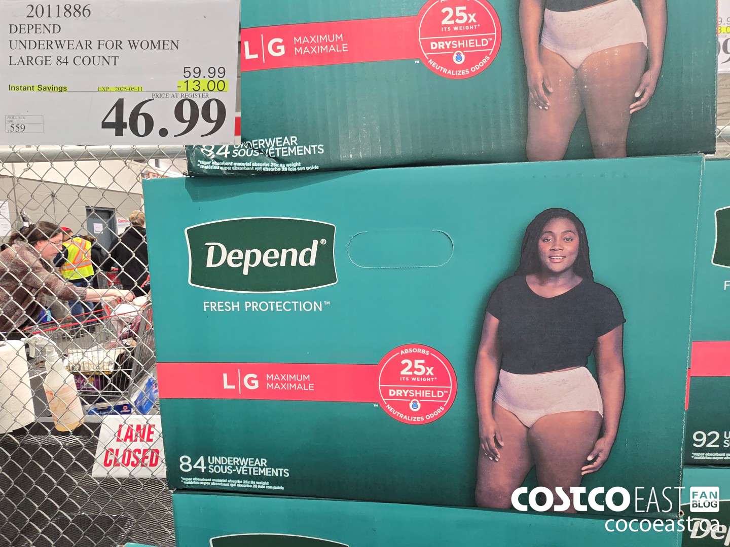 2011886 DEPEND UNDERWEAR FOR WOMEN LARGE 84 COUNT ($13.00 INSTANT SAVINGS EXPIRES ON 2025-05-11) $46.99