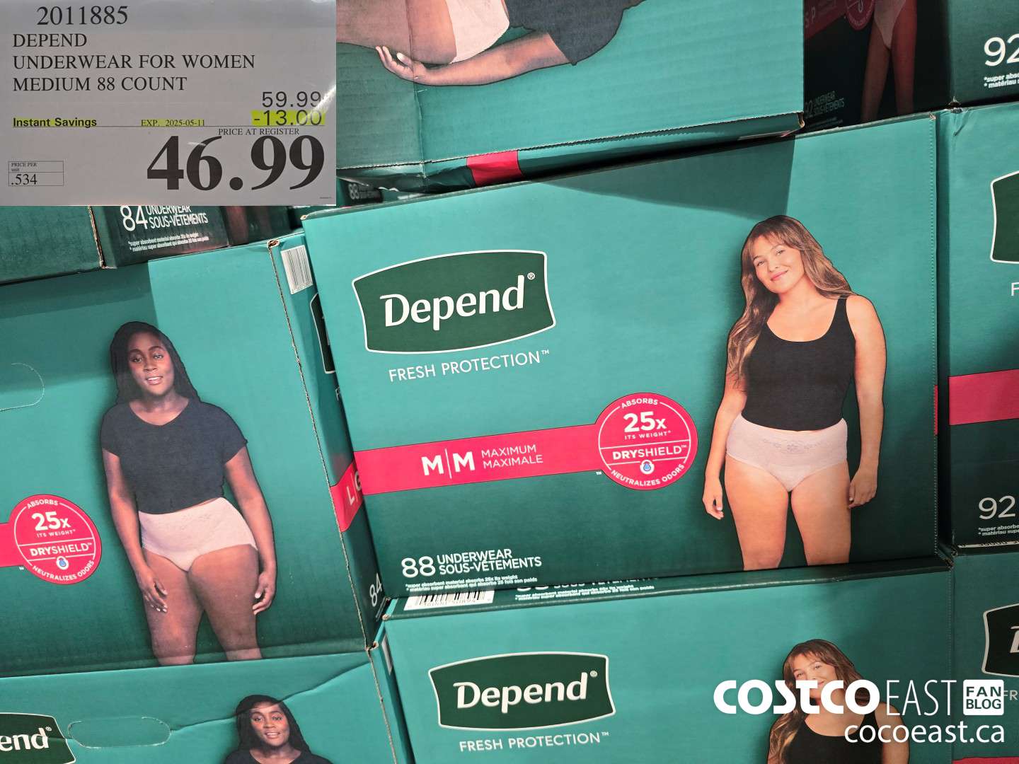 2011885 DEPEND UNDERWEAR FOR WOMEN MEDIUM 88 COUNT ($13.00 INSTANT SAVINGS EXPIRES ON 2025-05-11) $46.99