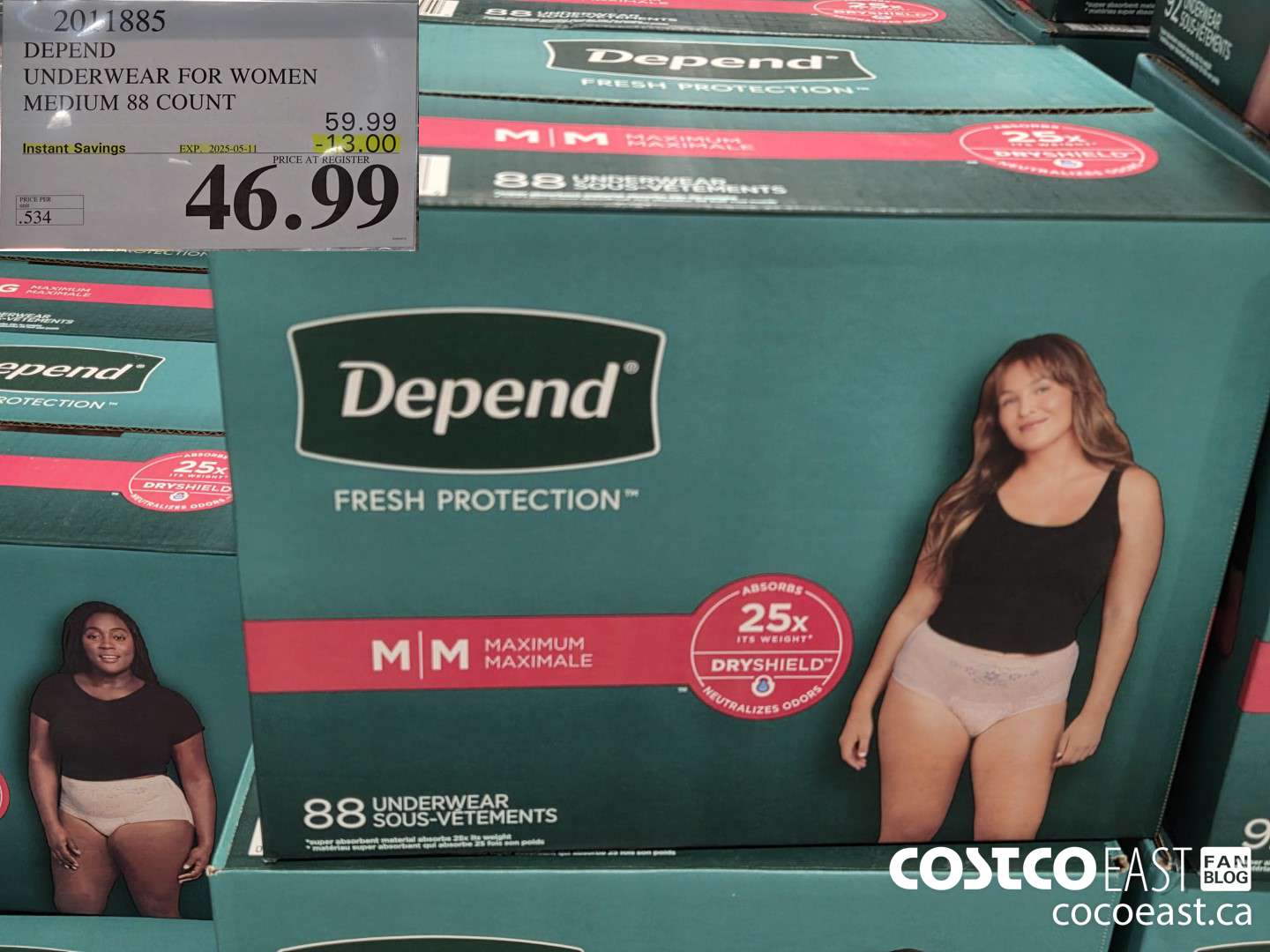 2011885 DEPEND UNDERWEAR FOR WOMEN MEDIUM 88 COUNT ($13.00 INSTANT SAVINGS EXPIRES ON 2025-05-11) $46.99