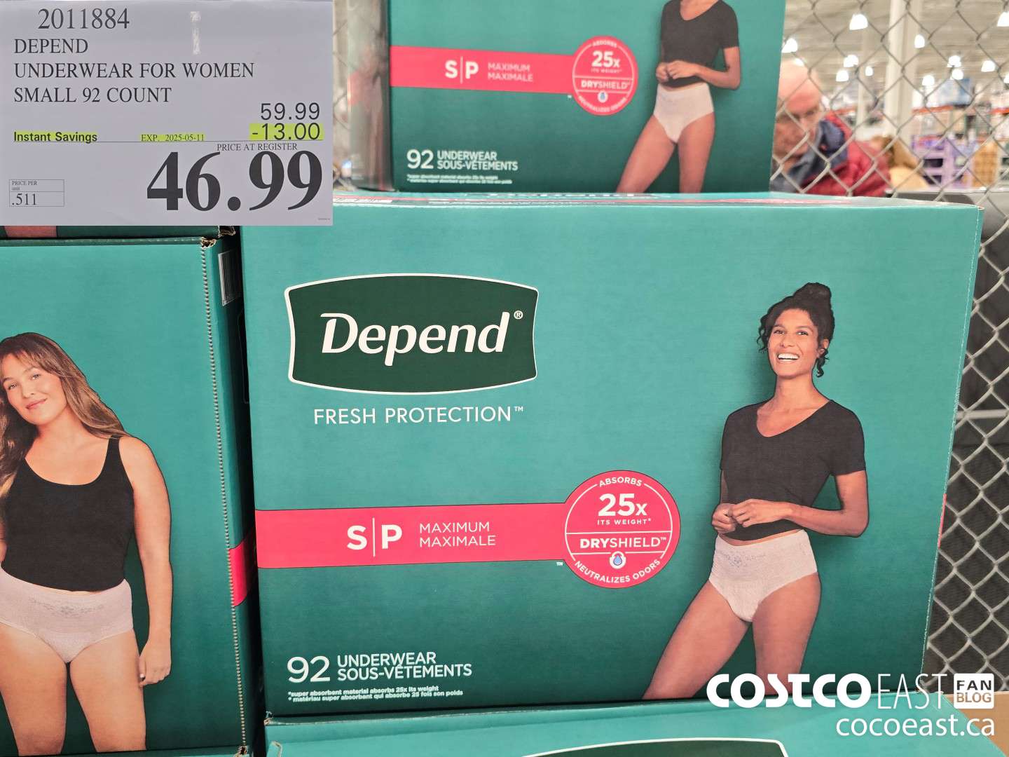 2011884 DEPEND UNDERWEAR FOR WOMEN SMALL 92 COUNT ($13.00 INSTANT SAVINGS EXPIRES ON 2025-05-11) $46.99