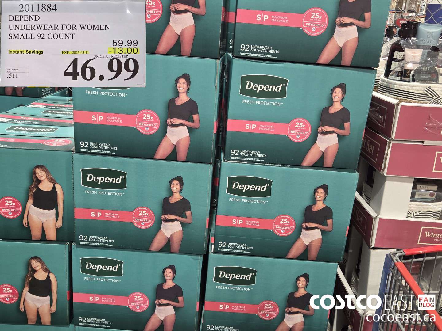 2011884 DEPEND UNDERWEAR FOR WOMEN SMALL 92 COUNT ($13.00 INSTANT SAVINGS EXPIRES ON 2025-05-11) $46.99