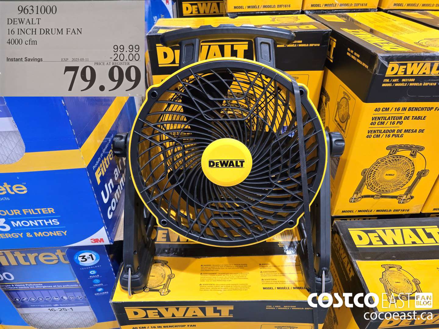9631000 DEWALT 16 INCH DRUM FAN 4000 CFM ($20.00 INSTANT SAVINGS EXPIRES ON 2025-05-11) $79.99