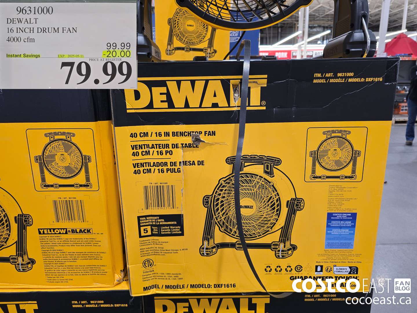 9631000 DEWALT 16 INCH DRUM FAN 4000 CFM ($20.00 INSTANT SAVINGS EXPIRES ON 2025-05-11) $79.99