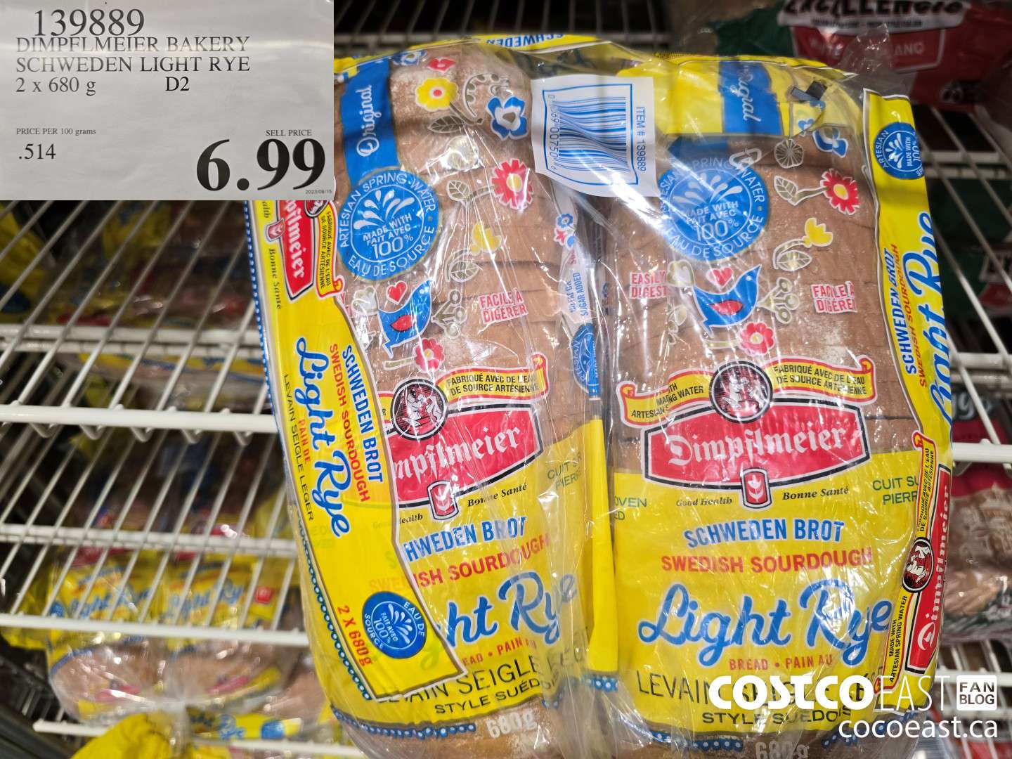 139889 DIMPFLMEIER BAKERY SCHWEDEN LIGHT RYE 2 X 680G $6.99