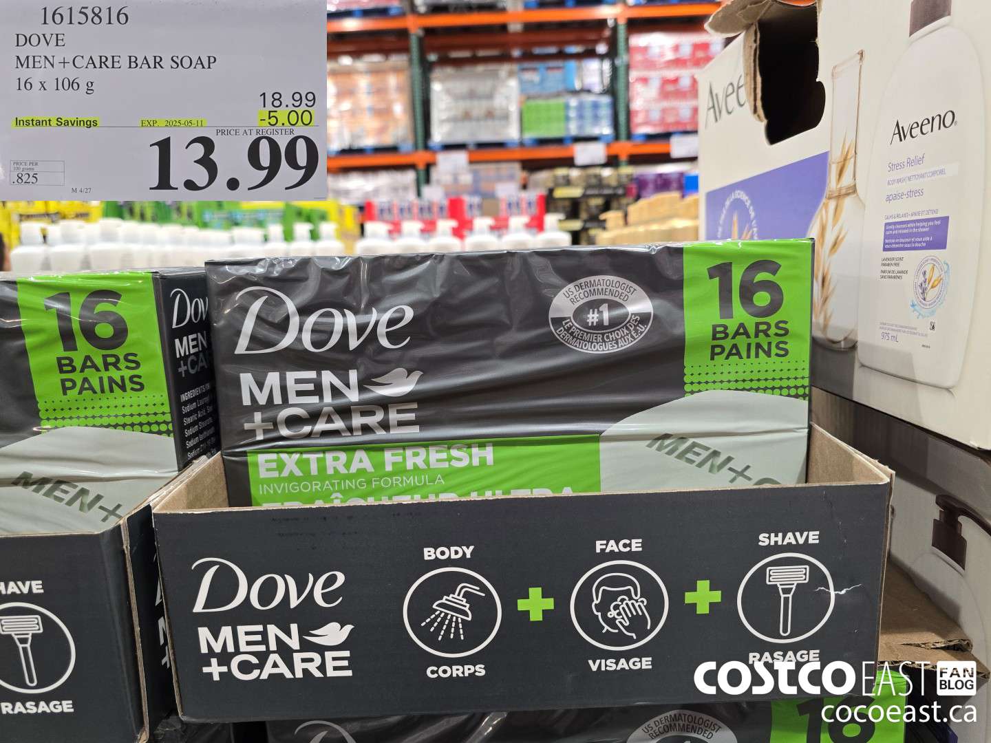1615816 DOVE MEN + CARE BAR SOAP 16 x 106 g ($5.00 INSTANT SAVINGS EXPIRES ON 2025-05-11) $13.99