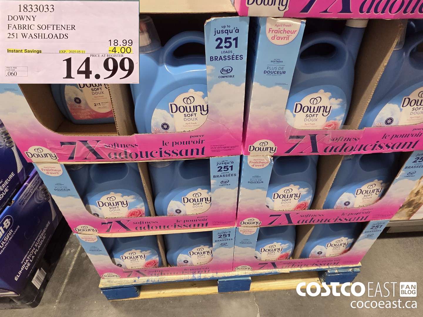 1833033 DOWNY FABRIC SOFTENER 251 WASHLOADS ($4.00 INSTANT SAVINGS EXPIRES ON 2025-05-11) $14.99