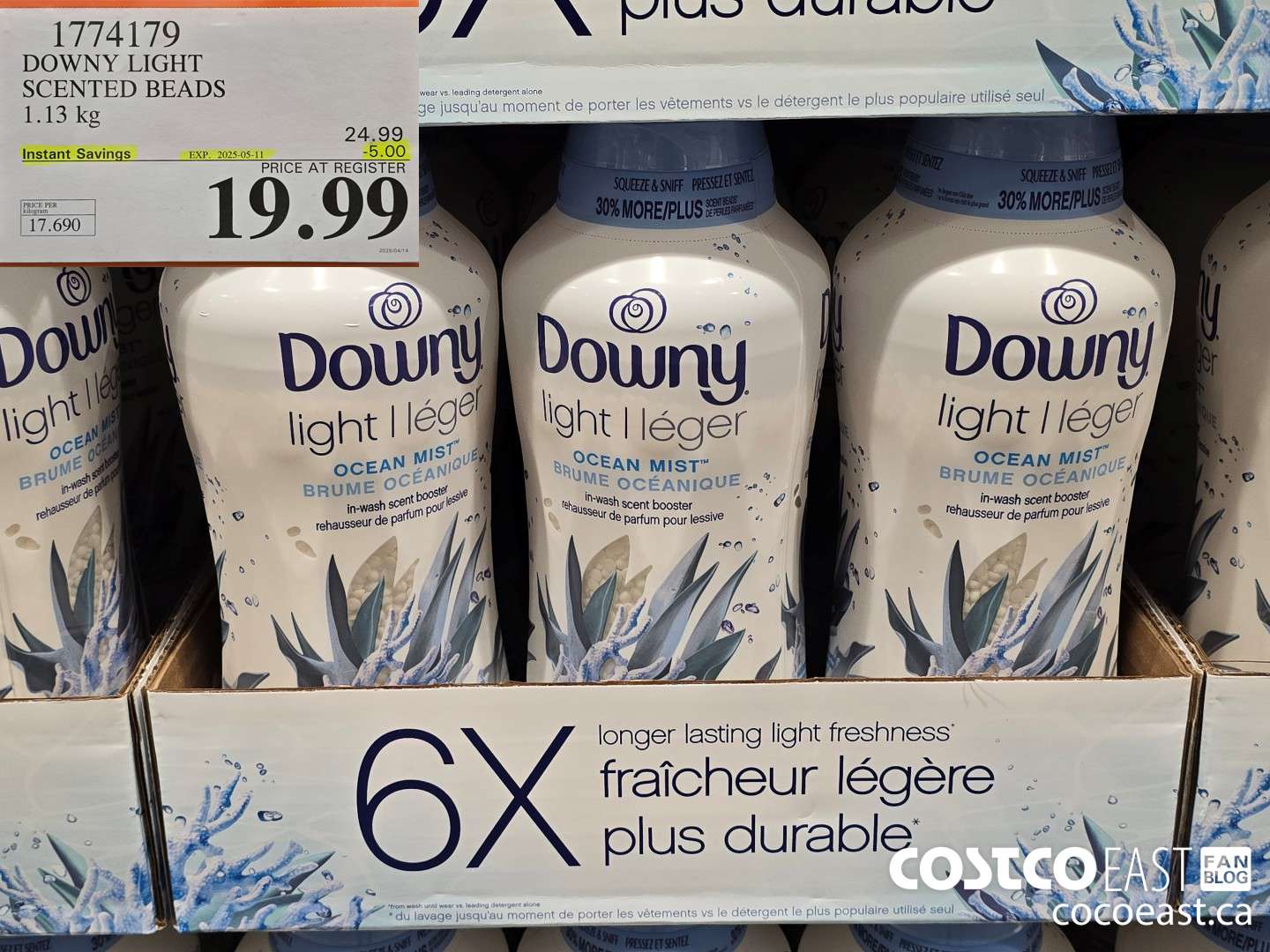 1774179 DOWNY LIGHT SCENTED BEADS 1.13 G ($5.00 INSTANT SAVINGS EXPIRES ON 2025-05-11) $19.99