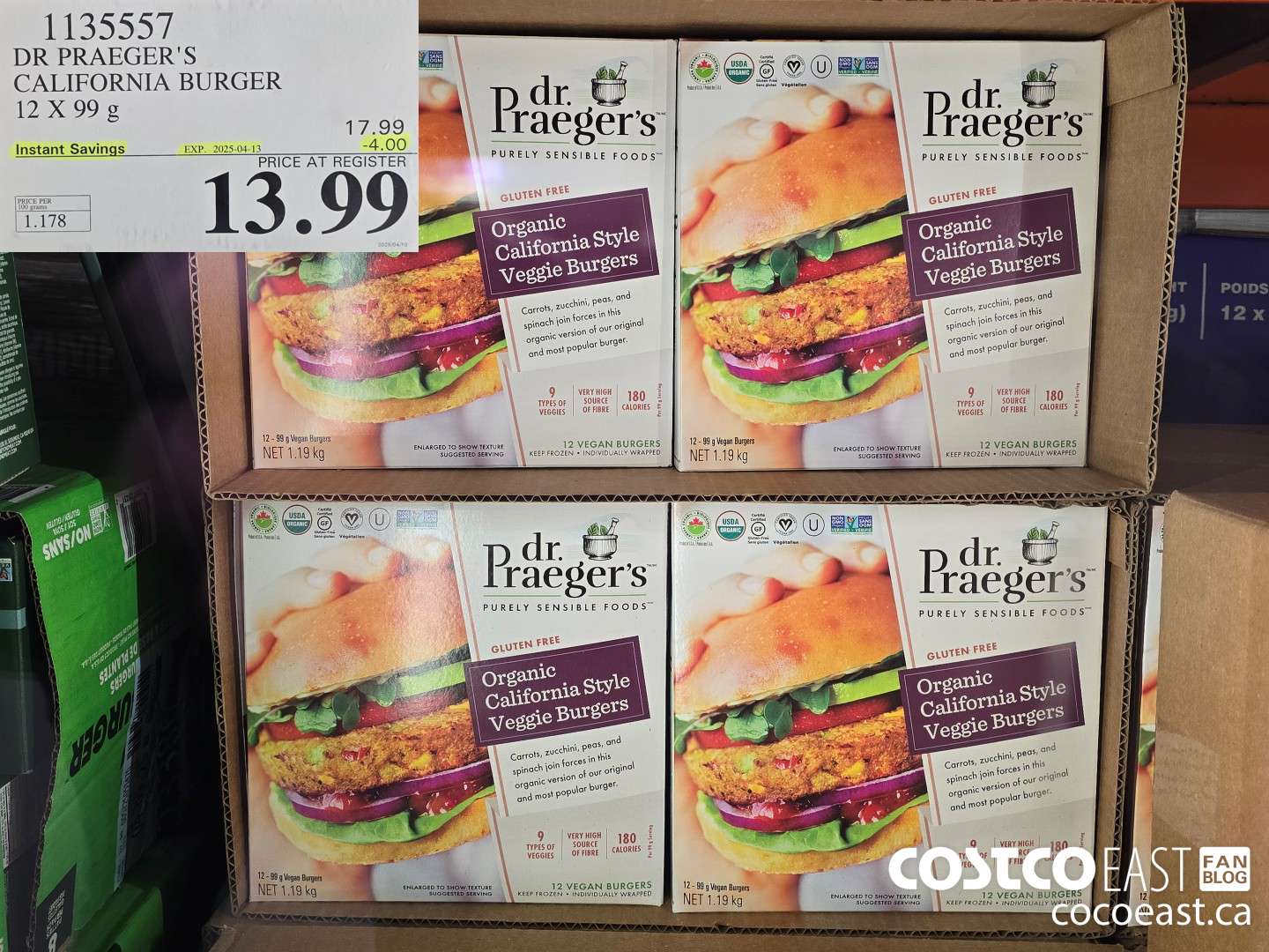 1135557 DR PRAEGER'S CALIFORNIA BURGER 12 X 99G ($4.00 INSTANT SAVINGS EXPIRES ON 2025-04-13) $13.99
