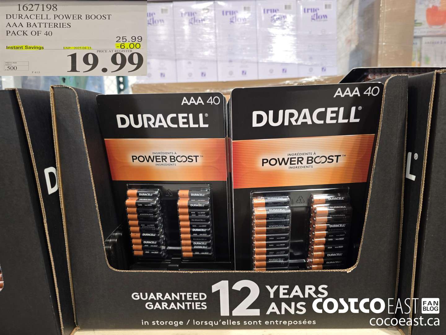 1627198 DURACELL POWER BOOST AAA BATTERIES PACK OF 40 ($6.00 INSTANT SAVINGS EXPIRES ON 2025-04-13) $19.99
