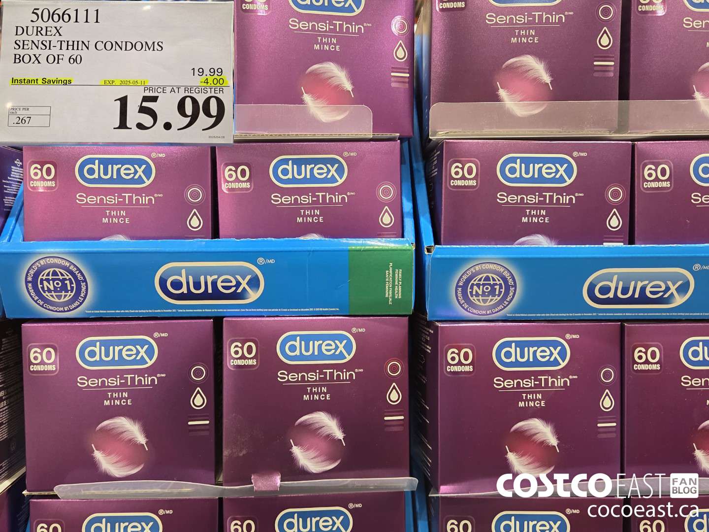 5066111 DUREX SENSI-THIN CONDOMS BOX OF 60 ($4.00 INSTANT SAVINGS EXPIRES ON 2025-05-11) $15.99