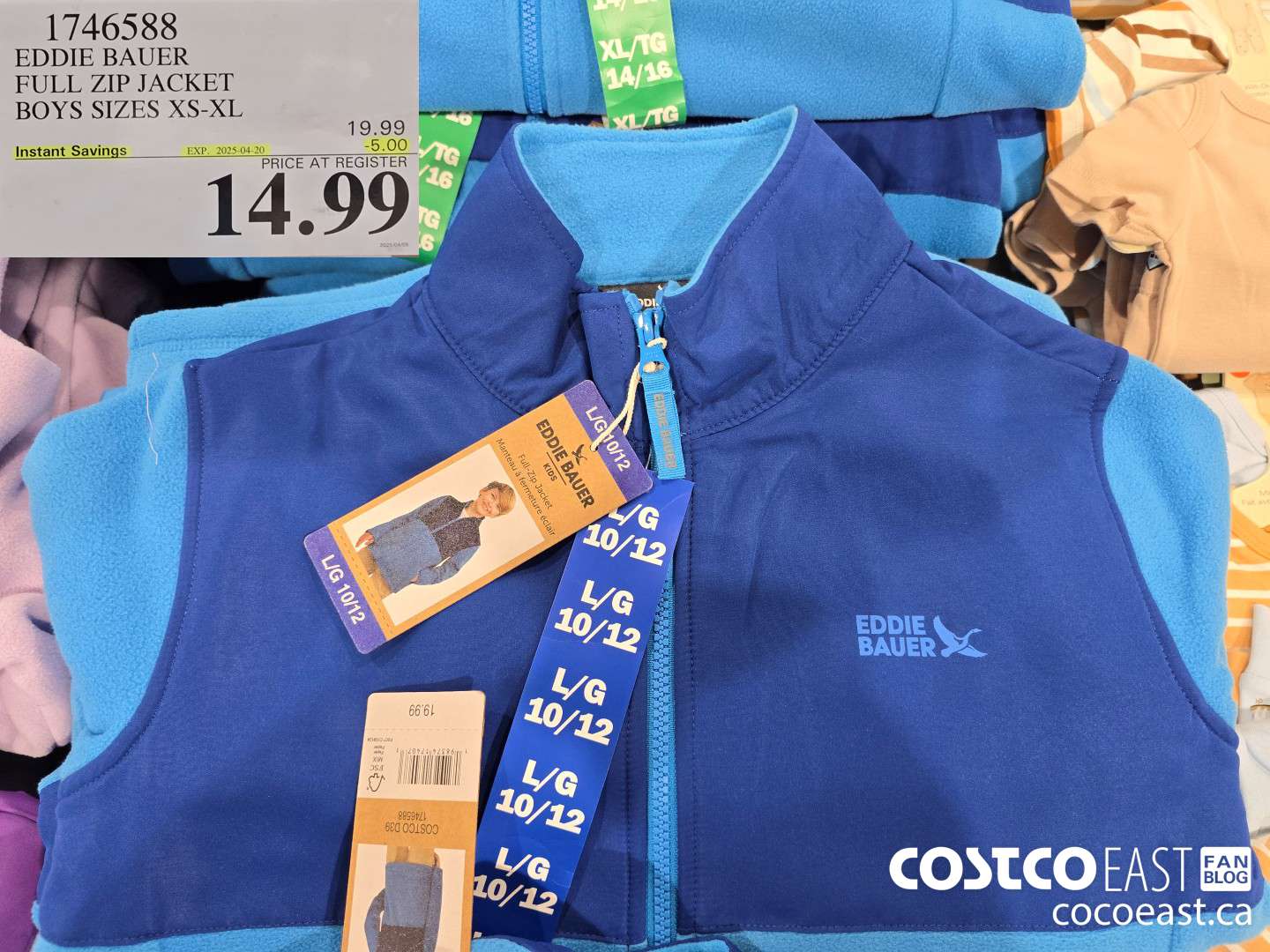 1746588 EDDIE BAUER FULL ZIP JACKET KIDS SIZES XS-XL ($5.00 INSTANT SAVINGS EXPIRES ON 2025-04-20) $14.99