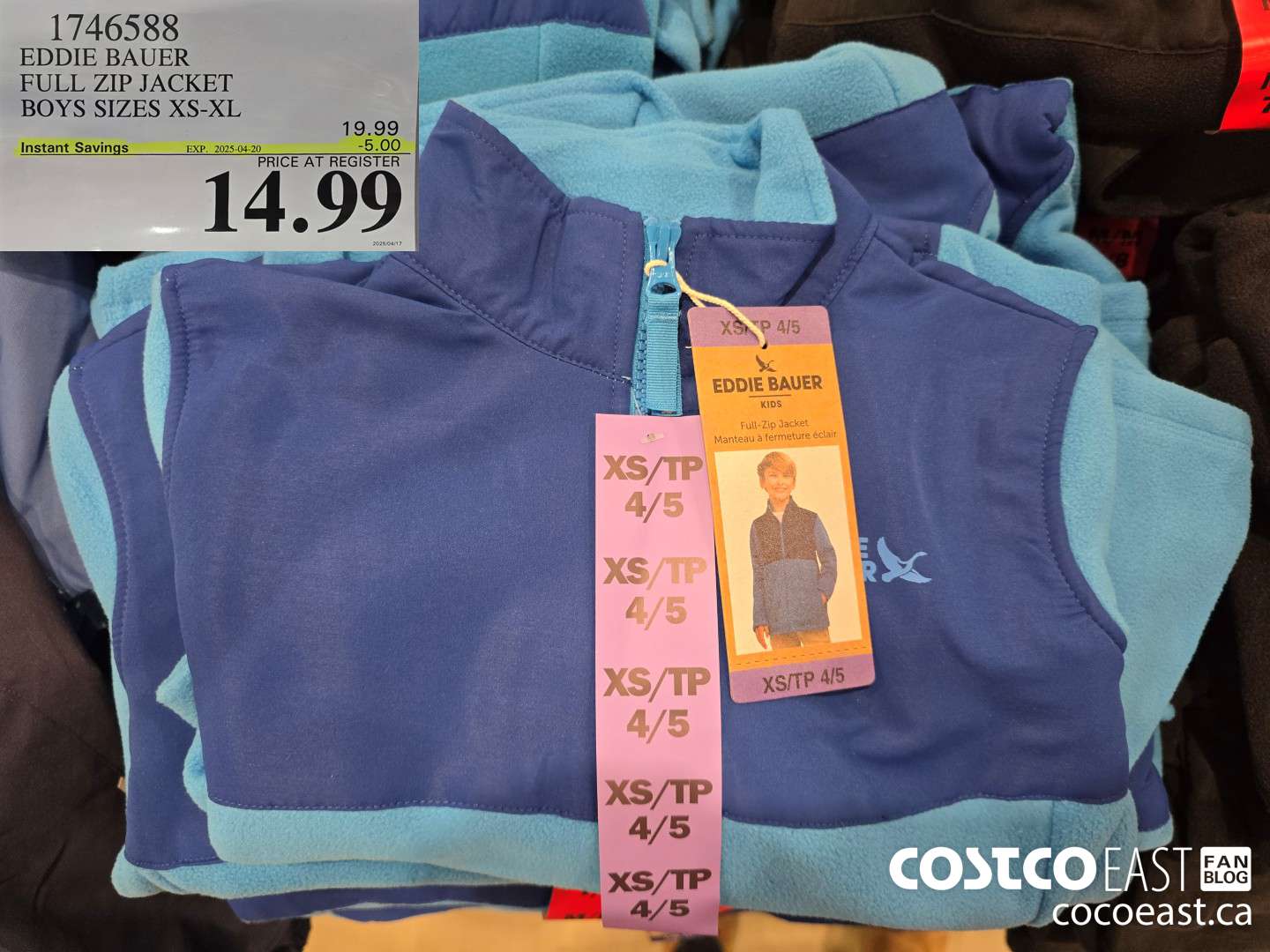 1746588 EDDIE BAUER FULL ZIP JACKET KIDS SIZES XS-XL ($5.00 INSTANT SAVINGS EXPIRES ON 2025-04-20) $14.99