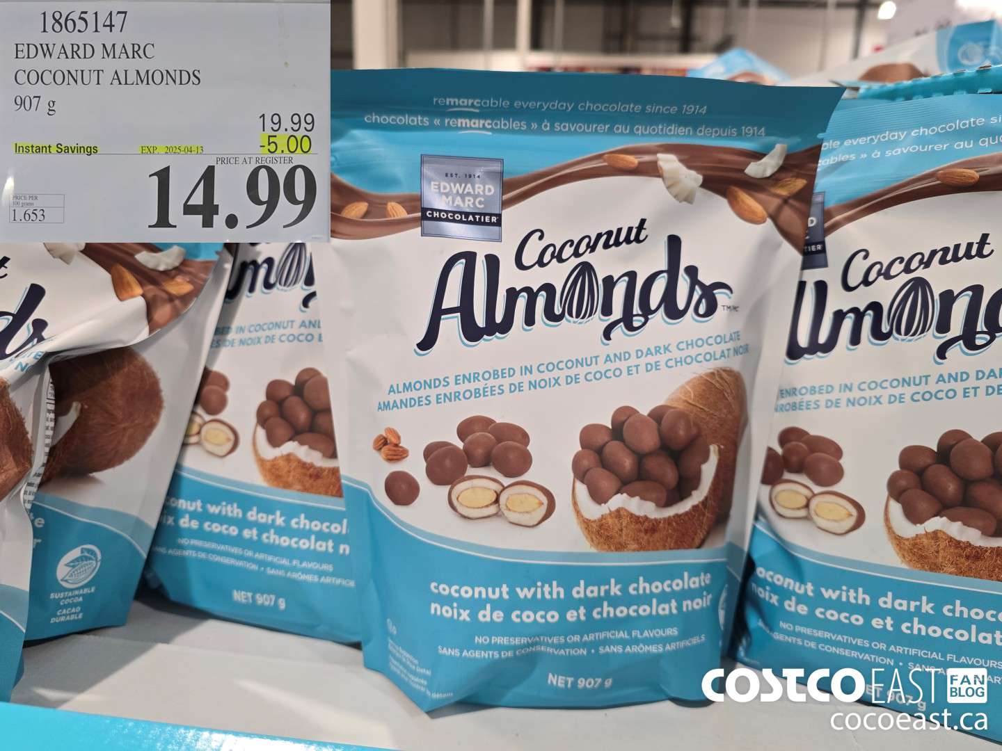 1865147 EDWARD MARC COCONUT ALMONDS 907 G ($5.00 INSTANT SAVINGS EXPIRES ON 2025-04-13) $14.99