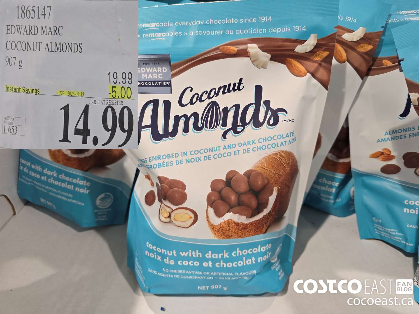 1865147 EDWARD MARC COCONUT ALMONDS 907 G ($5.00 INSTANT SAVINGS EXPIRES ON 2025-04-13) $14.99
