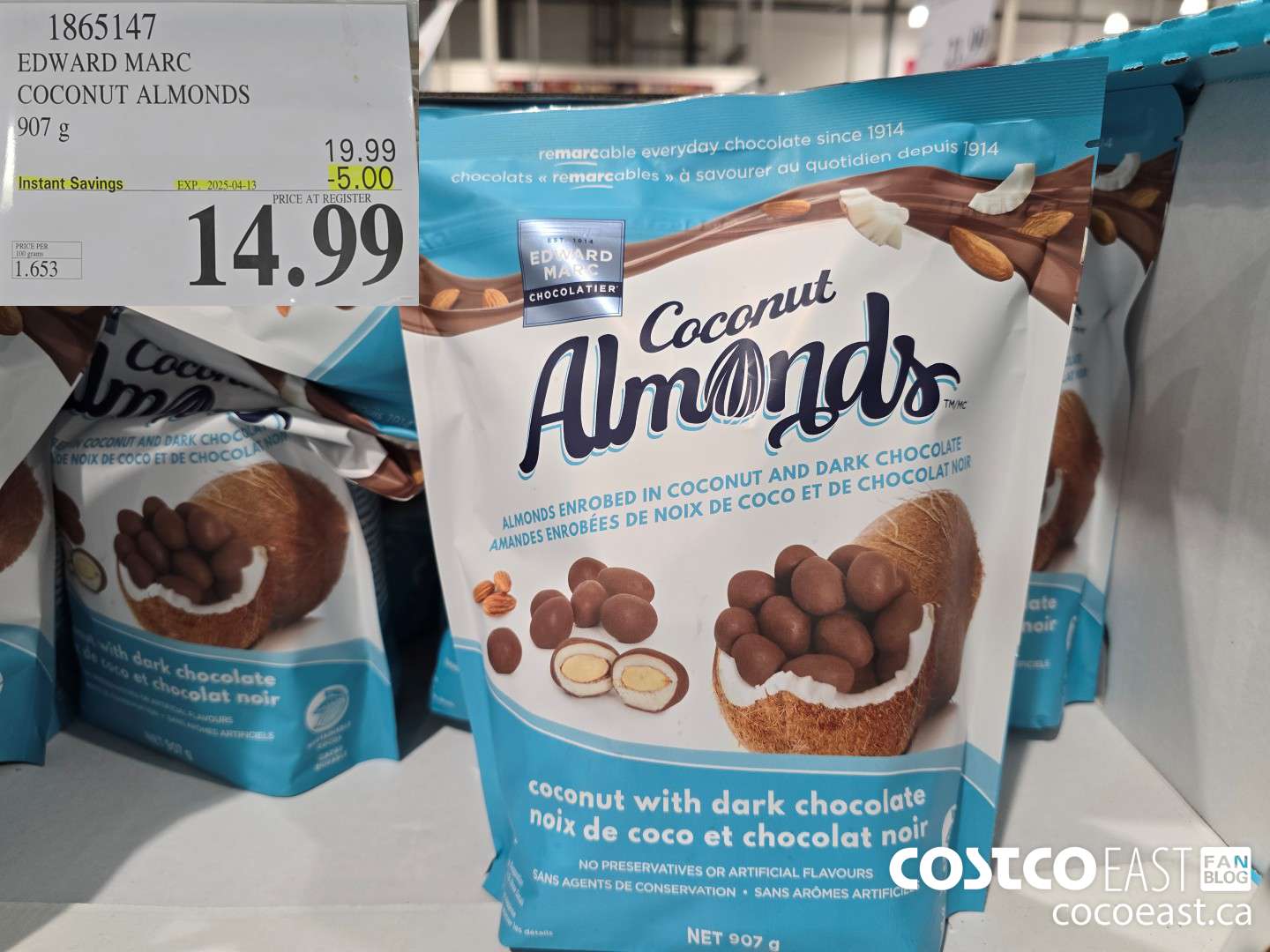 1865147 EDWARD MARC COCONUT ALMONDS 907 G ($5.00 INSTANT SAVINGS EXPIRES ON 2025-04-13) $14.99