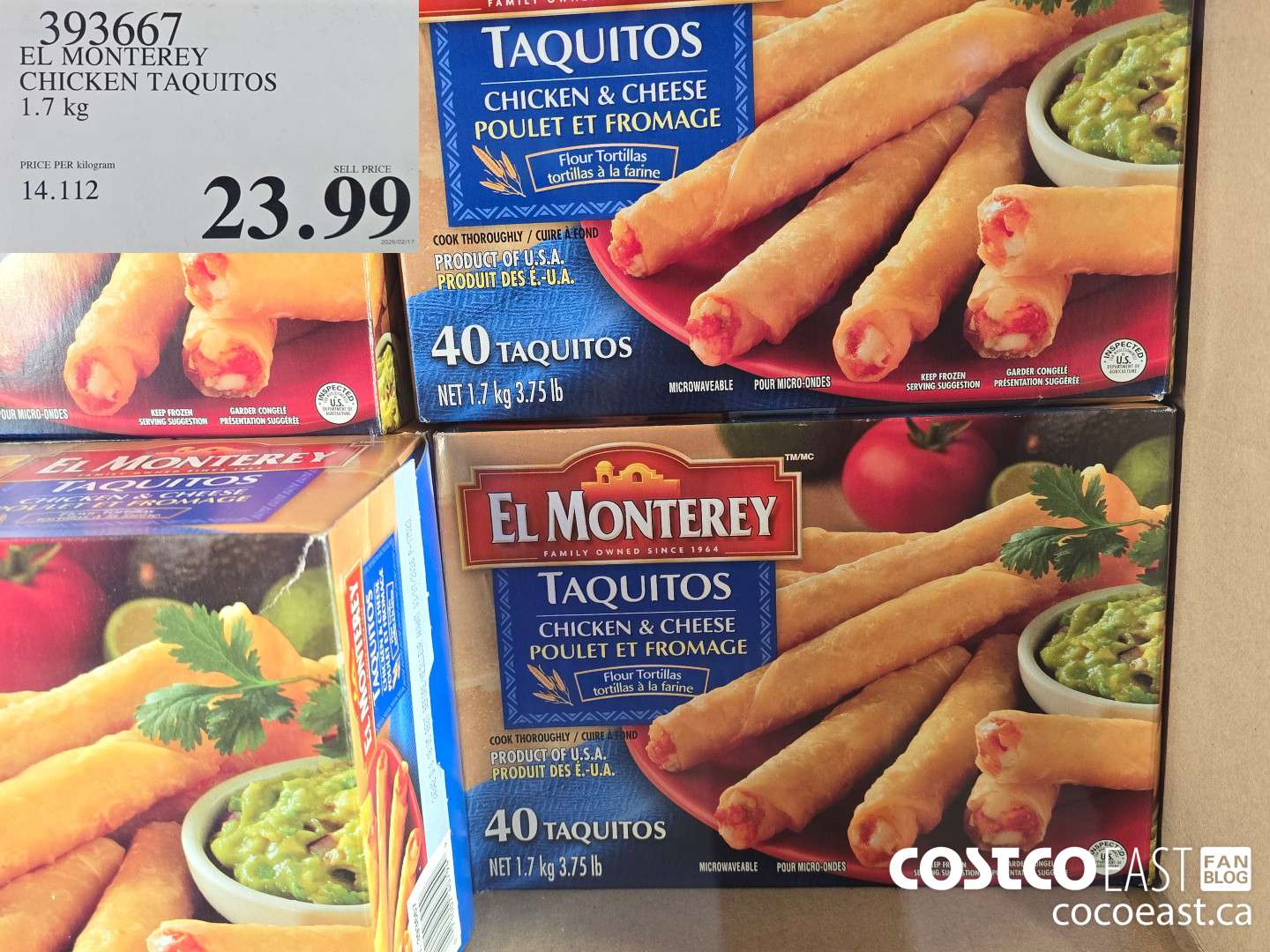393667 EL MONTEREY CHICKEN TAQUITOS 1.7 KG $23.99