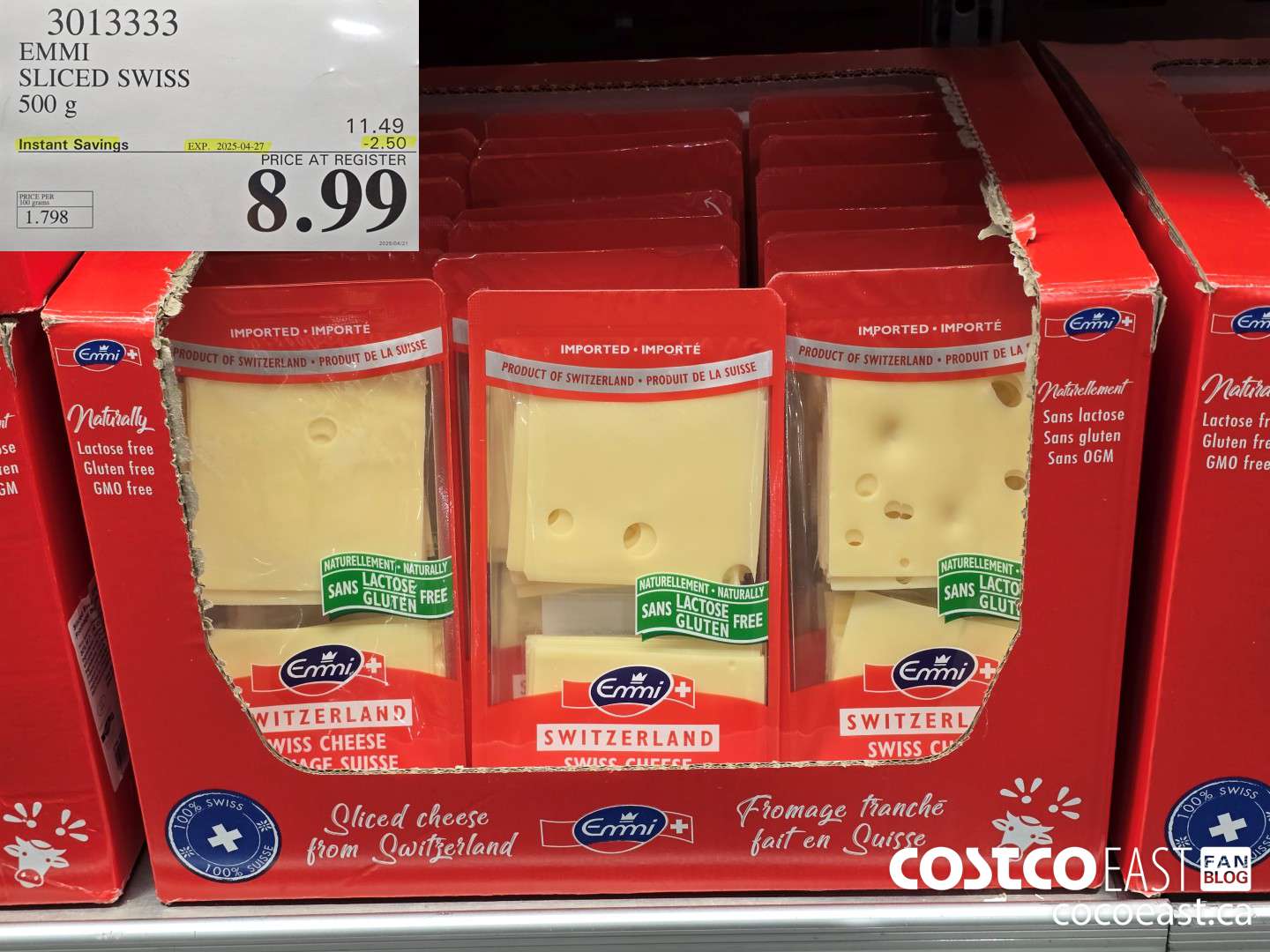 3013333 EMMI SLICED SWISS 500 g ($2.50 INSTANT SAVINGS EXPIRES ON 2025-04-27) $8.99