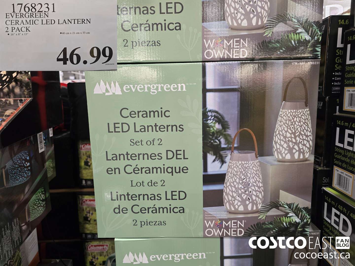 1768231 EVERGREEN CERAMIC LED LANTERN 2 PACK $46.99