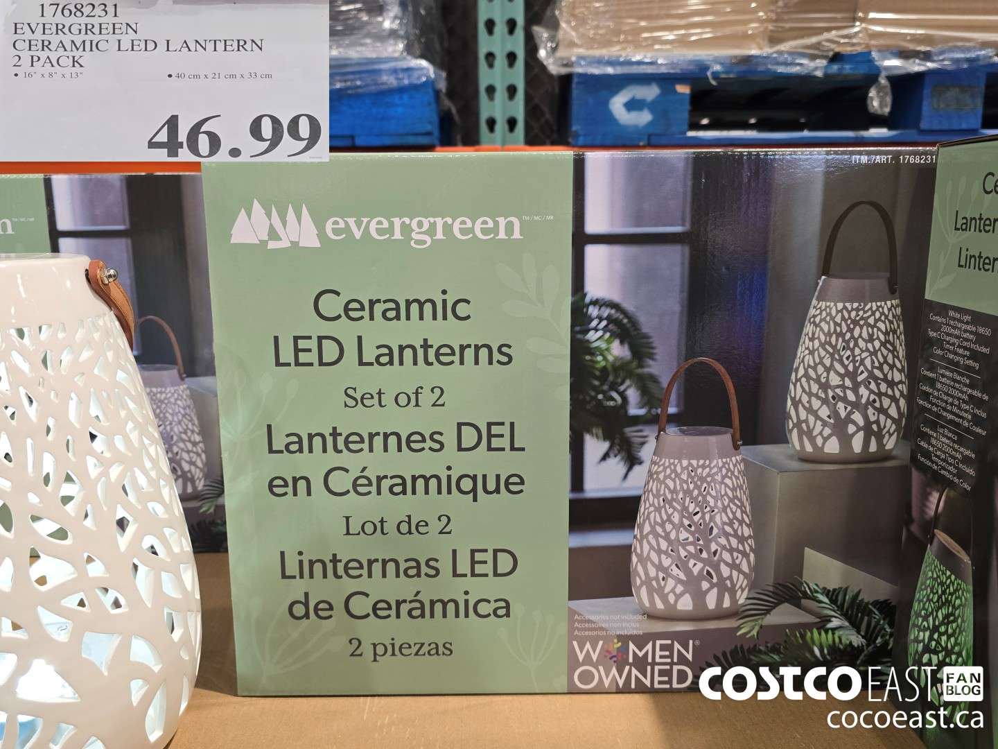1768231 EVERGREEN CERAMIC LED LANTERN 2 PACK $46.99