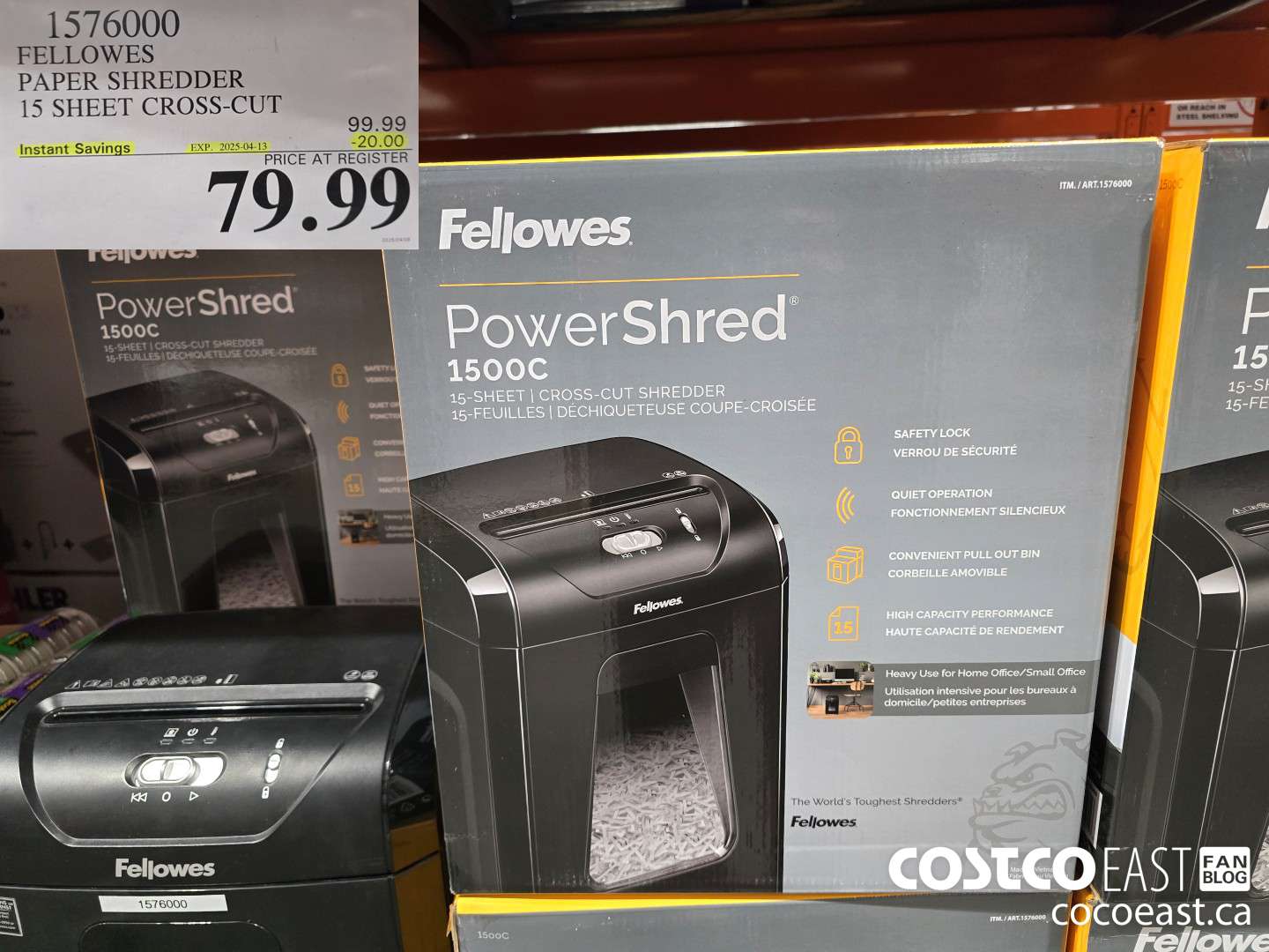 1576000 FELLOWES PAPER SHREDDER 15 sheet cross-cut ($20.00 INSTANT SAVINGS EXPIRES ON 2025-04-13) $79.99