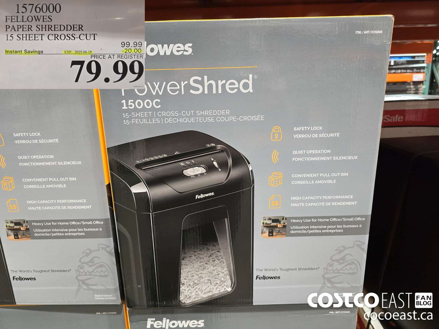 1576000 FELLOWES PAPER SHREDDER 15 sheet cross-cut ($20.00 INSTANT SAVINGS EXPIRES ON 2025-04-18) $79.99