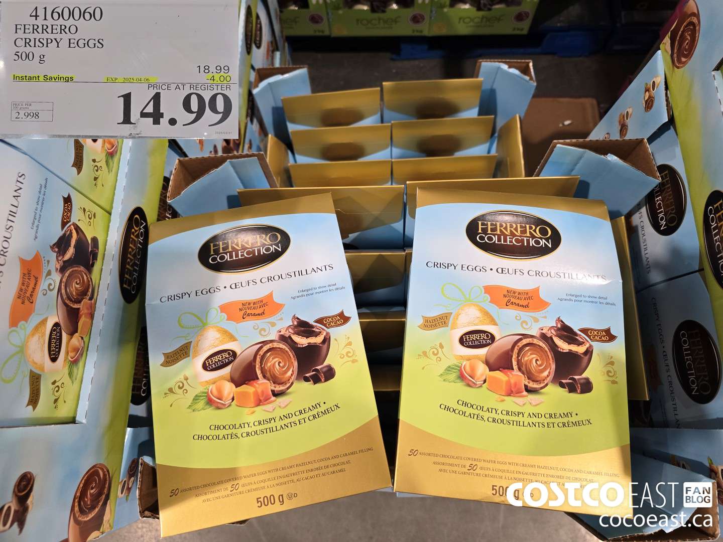 4160060 FERRERO CRISPY EGGS 500 G ($4.00 INSTANT SAVINGS EXPIRES ON 2025-04-06) $14.99