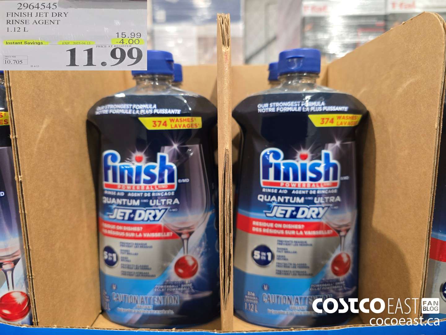 2964545 FINISH JET DRY RINSE AGENT 1.12 L ($4.00 INSTANT SAVINGS EXPIRES ON 2025-04-13) $11.99