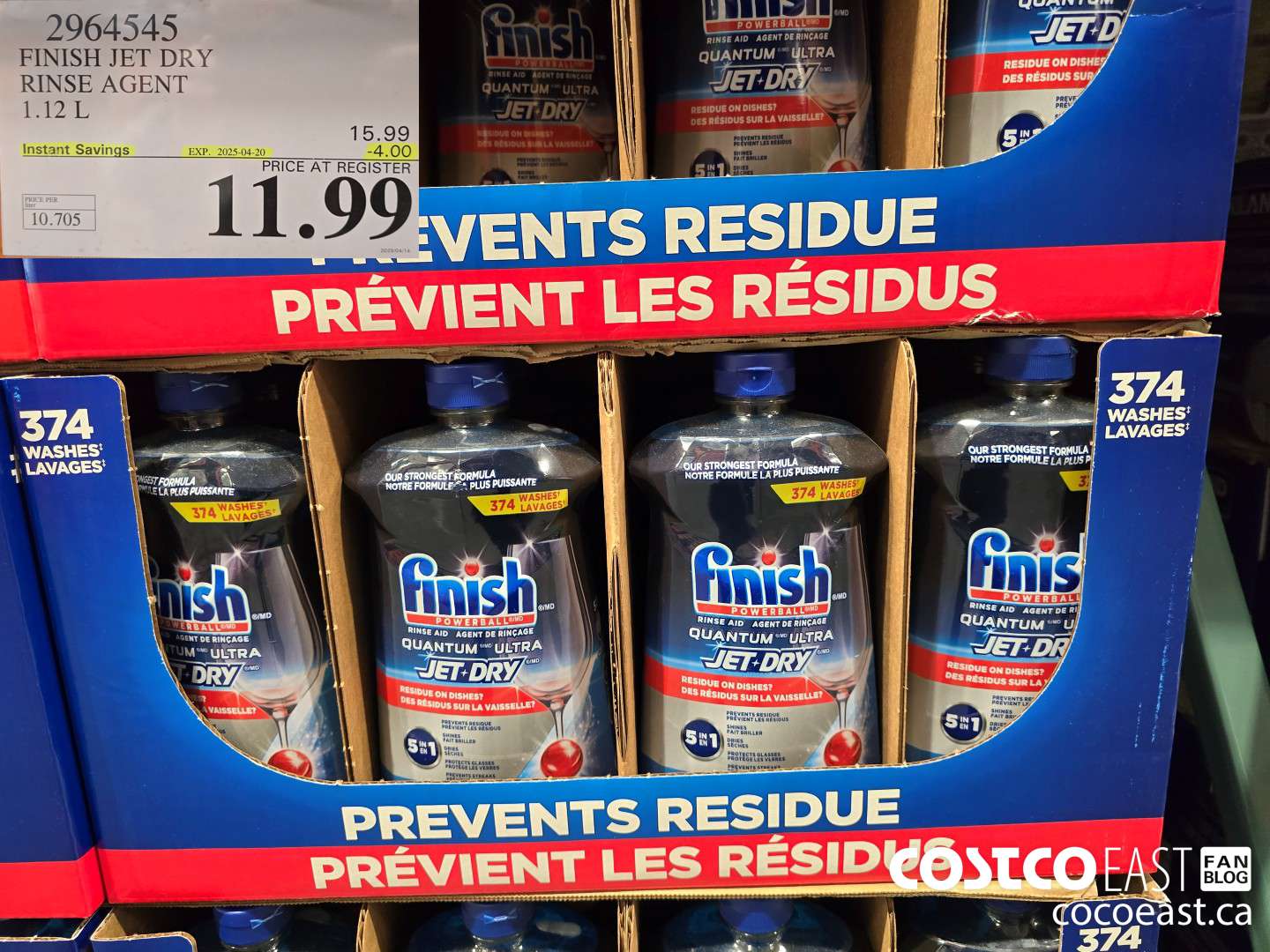 2964545 FINISH JET DRY RINSE AGENT 1.12 L ($4.00 INSTANT SAVINGS EXPIRES ON 2025-04-20) $11.99