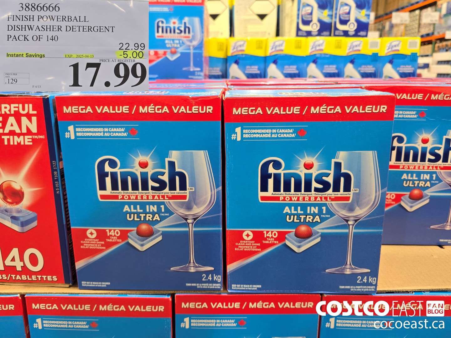 3886666 FINISH POWERBALL DISHWASHER DETERGENT PACK OF 140 ($5.00 INSTANT SAVINGS EXPIRES ON 2025-04-13) $17.99