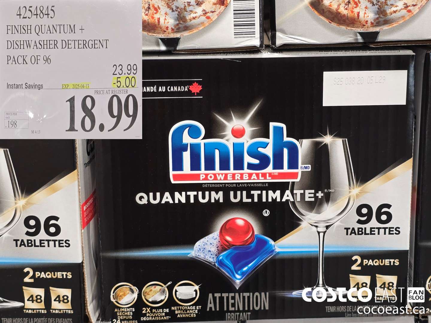 4254845 FINISH QUANTUM + DISHWASHER DETERGENT PACK OF 96 ($5.00 INSTANT SAVINGS EXPIRES ON 2025-04-13) $18.99