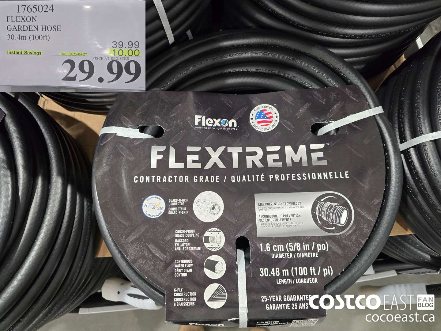 1765024 FLEXON GARDEN HOSE 30.4M (100 ft) ($10.00 INSTANT SAVINGS EXPIRES ON 2025-04-27) $29.99