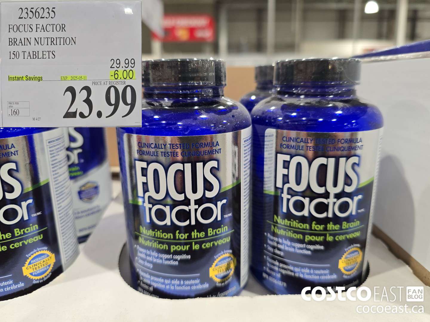 2356235 FOCUS FACTOR BRAIN NUTRIOTION 150 TABLETS ($6.00 INSTANT SAVINGS EXPIRES ON 2025-05-11) $23.99