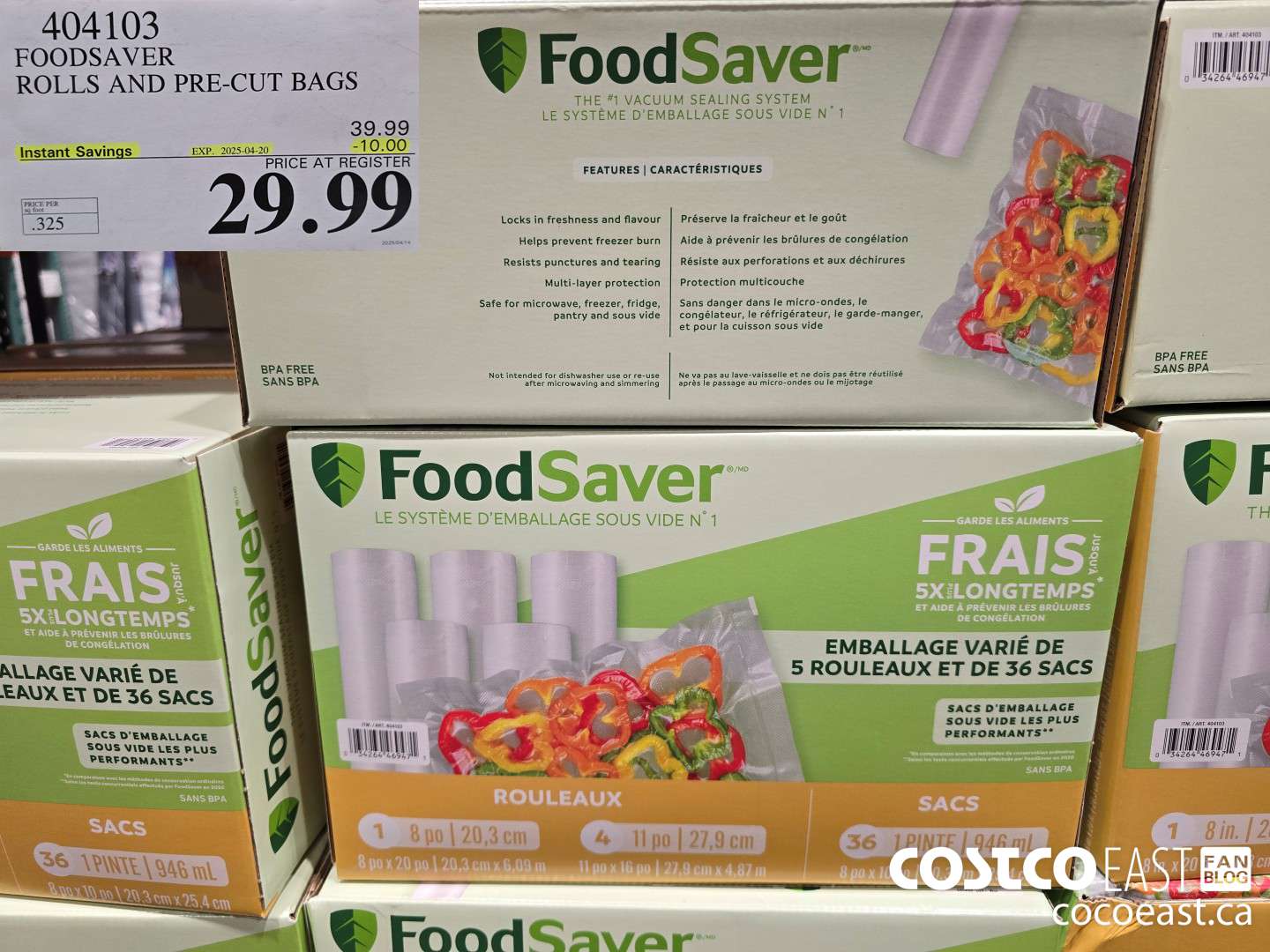 404103 FOODSAVER ROLLS AND PRE-CUT BAGS ($10.00 INSTANT SAVINGS EXPIRES ON 2025-04-20) $29.99