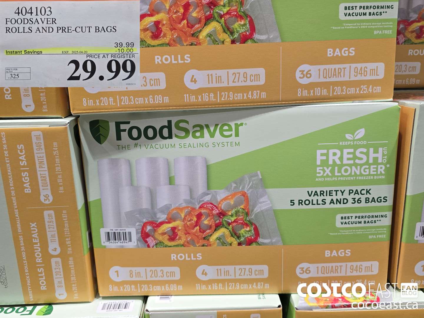 404103 FOODSAVER ROLLS AND PRE-CUT BAGS ($10.00 INSTANT SAVINGS EXPIRES ON 2025-04-20) $29.99