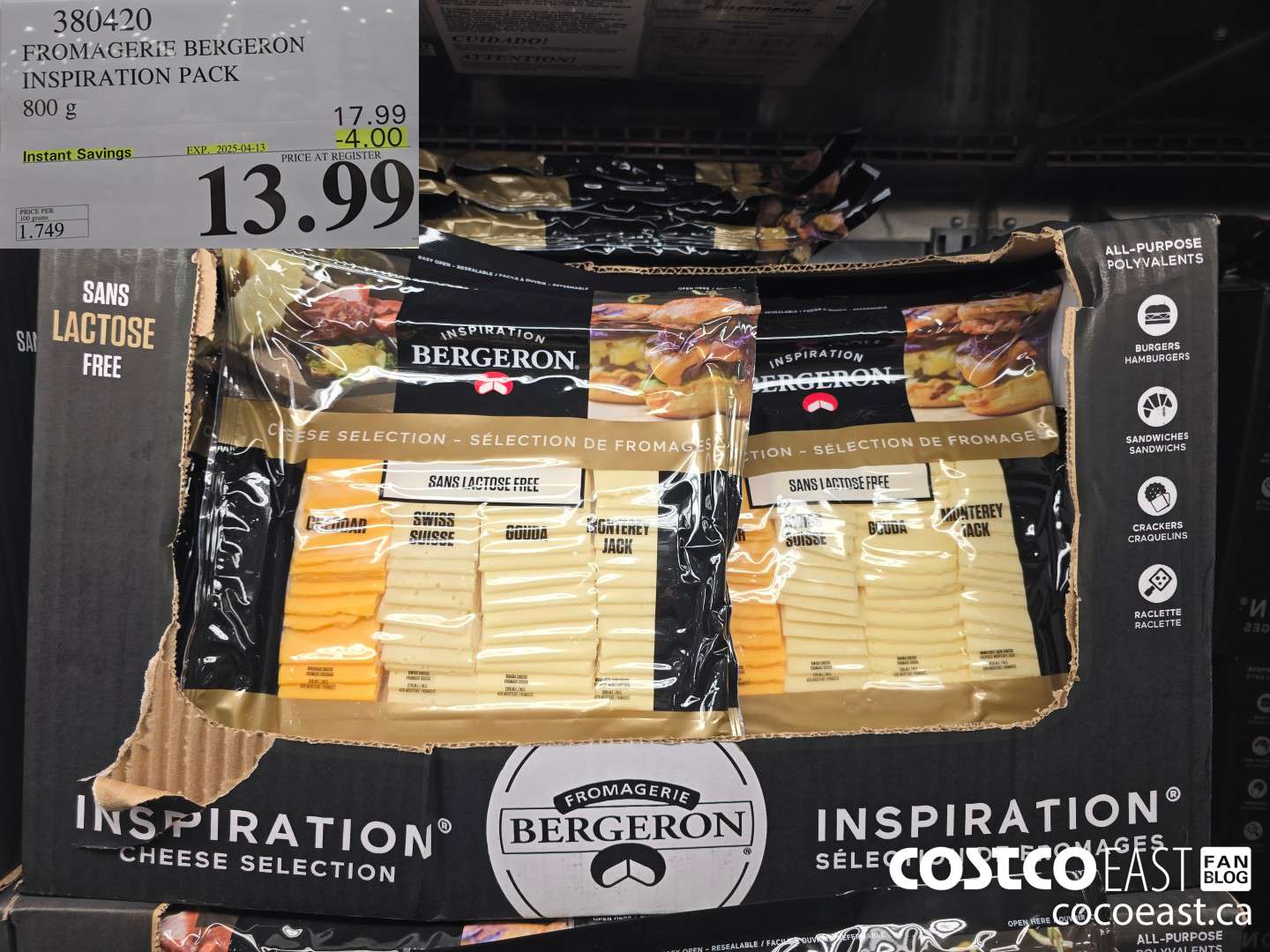 380420 FROMAGERIE BERGERON INSPIRATION PACK 800 G ($4.00 INSTANT SAVINGS EXPIRES ON 2025-04-13) $13.99