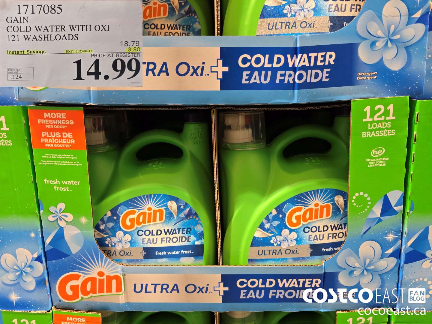1717085 GAIN COLD WATER WITH OXI 121 wash loads ($3.80 INSTANT SAVINGS EXPIRES ON 2025-04-13) $14.99