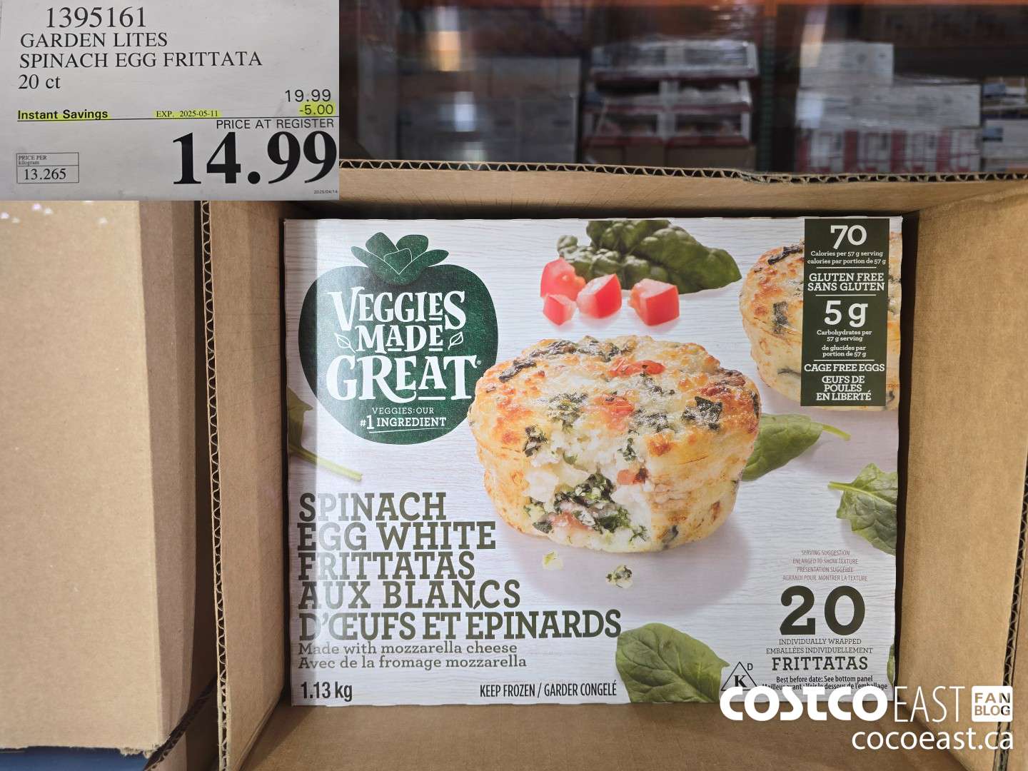 1395161 GARDEN LITES SPINACH EGG FRITTATA 20 ct ($5.00 INSTANT SAVINGS EXPIRES ON 2025-05-11) $14.99