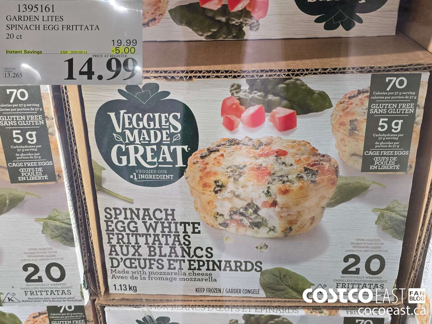 1395161 GARDEN LITES SPINACH EGG FRITTATA 20 ct ($5.00 INSTANT SAVINGS EXPIRES ON 2025-05-11) $14.99