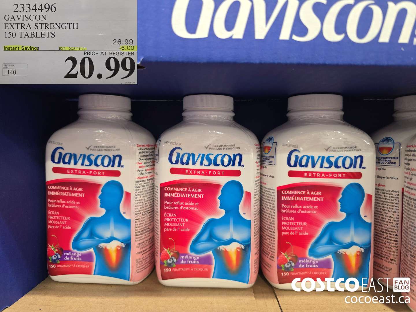 2334496 GAVISCON EXTRA STRENGTH 150 TABLETS ($6.00 INSTANT SAVINGS EXPIRES ON 2025-04-13) $20.99