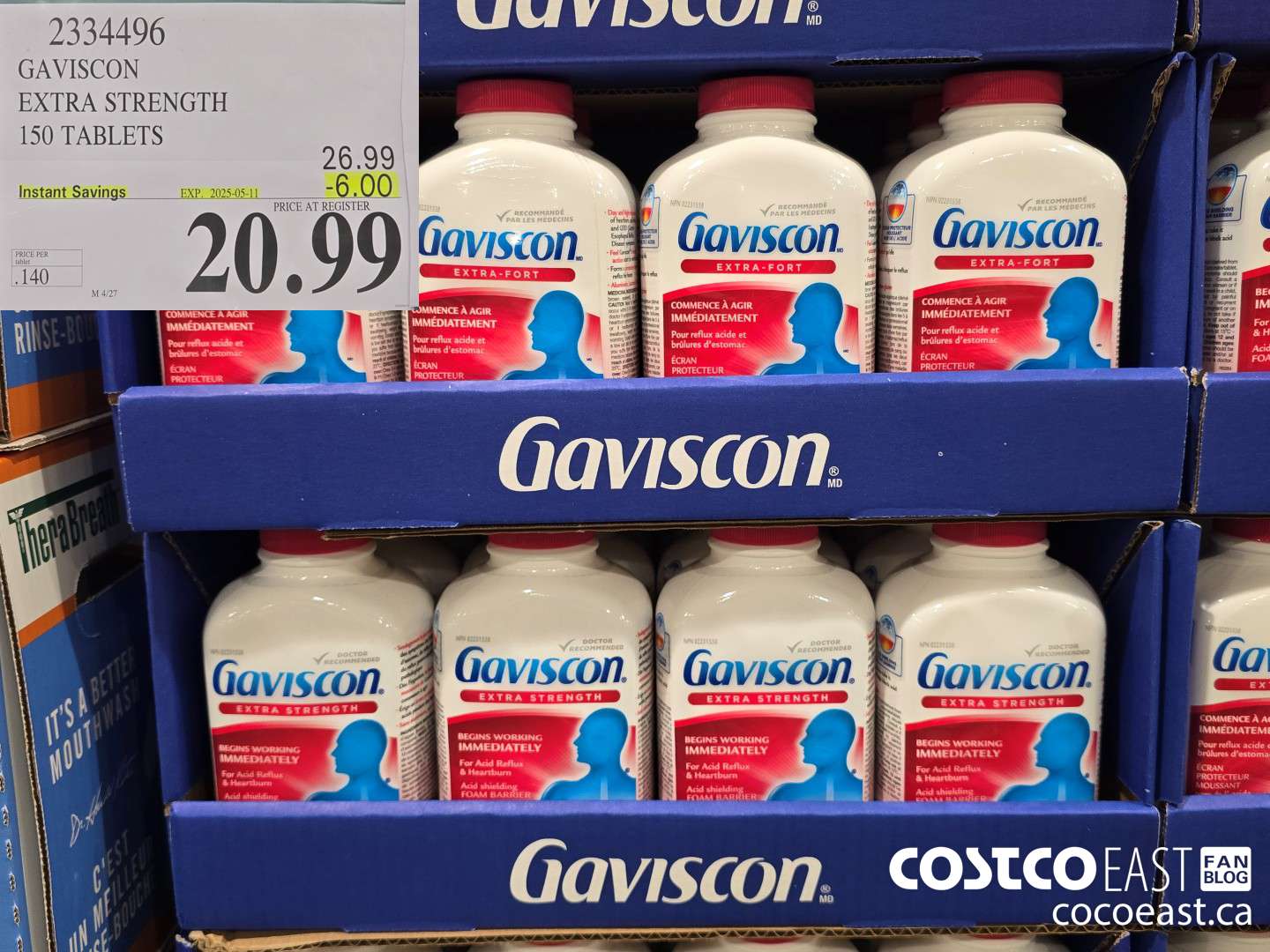 2334496 GAVISCON EXTRA STRENGTH 150 TABLETS ($6.00 INSTANT SAVINGS EXPIRES ON 2025-05-11) $20.99