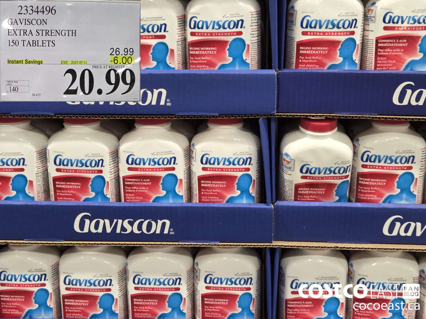 2334496 GAVISCON EXTRA STRENGTH 150 TABLETS ($6.00 INSTANT SAVINGS EXPIRES ON 2025-05-11) $20.99