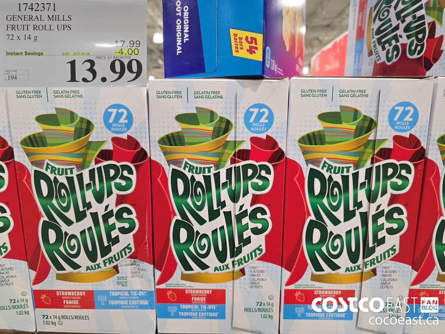 1742371 GENERAL MILLS FRUIT ROLL UPS 72 x 14 G ($4.00 INSTANT SAVINGS EXPIRES ON 2025-04-06) $13.99