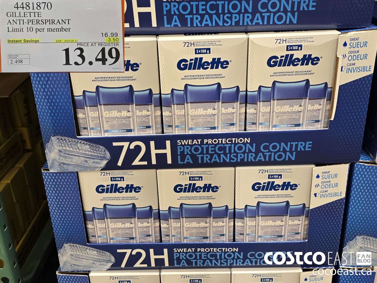 4481870 GILLETTE ANTI-PERSPIRANT ($3.50 INSTANT SAVINGS EXPIRES ON 2025-05-11) $13.49