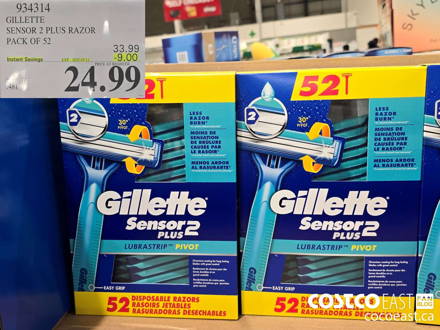 934314 GILLETTE SENSOR 2 PLUS RAZOR PACK OF 52 ($9.00 INSTANT SAVINGS EXPIRES ON 2025-05-11) $24.99