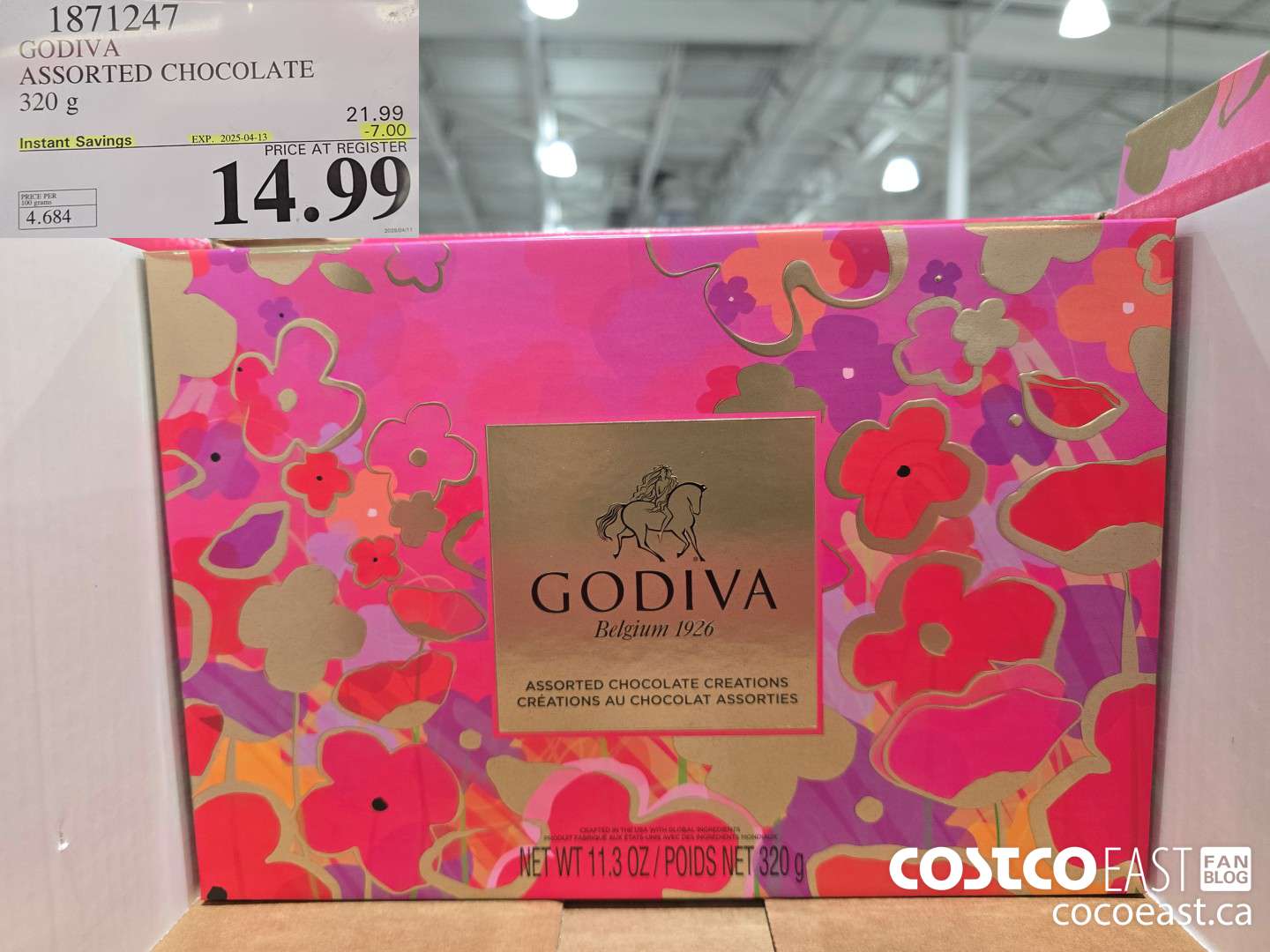 1871247 GODIVA ASSORTED CHOCOLATE 320 g ($7.00 INSTANT SAVINGS EXPIRES ON 2025-04-13) $14.99
