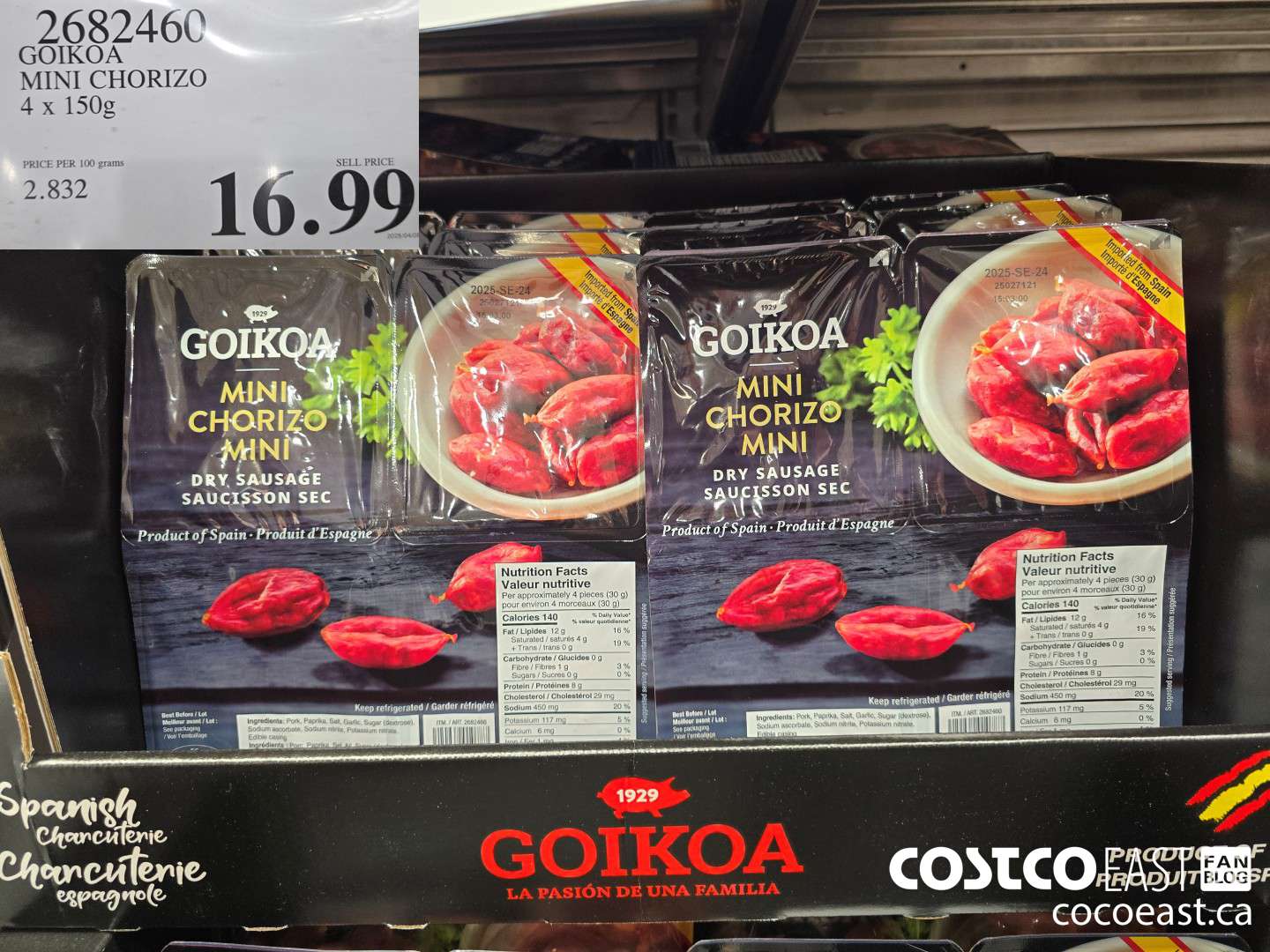 2682460 GOIKOA MINI CHORIZO 4 x 150g $16.99