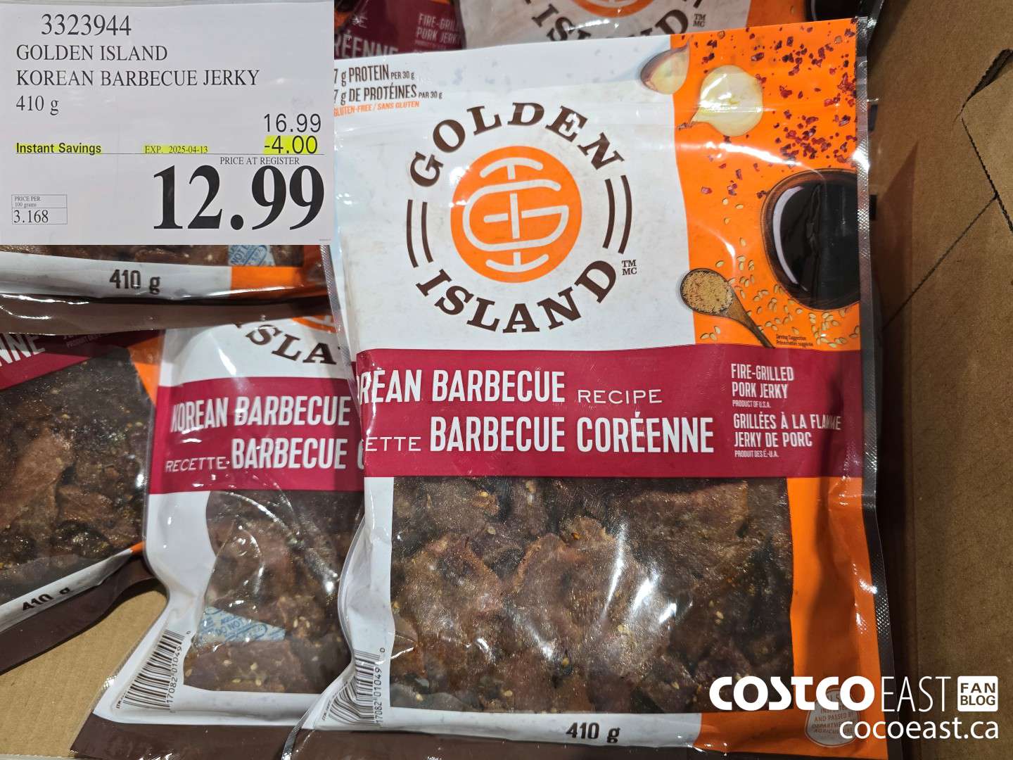 3323944 GOLDEN ISLAND KOREAN BARBECUE JERKY 410 g ($4.00 INSTANT SAVINGS EXPIRES ON 2025-04-13) $12.99