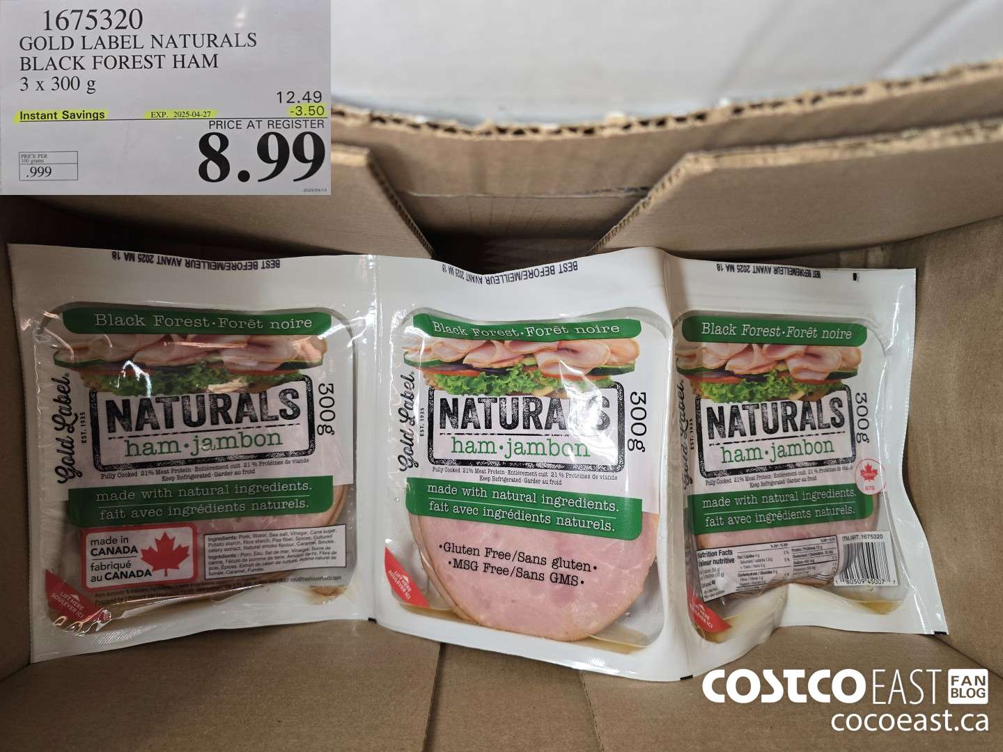 1675320 GOLD LABEL NATURALS BLACK FOREST HAM 3 x 300 g ($3.50 INSTANT SAVINGS EXPIRES ON 2025-04-27) $8.99